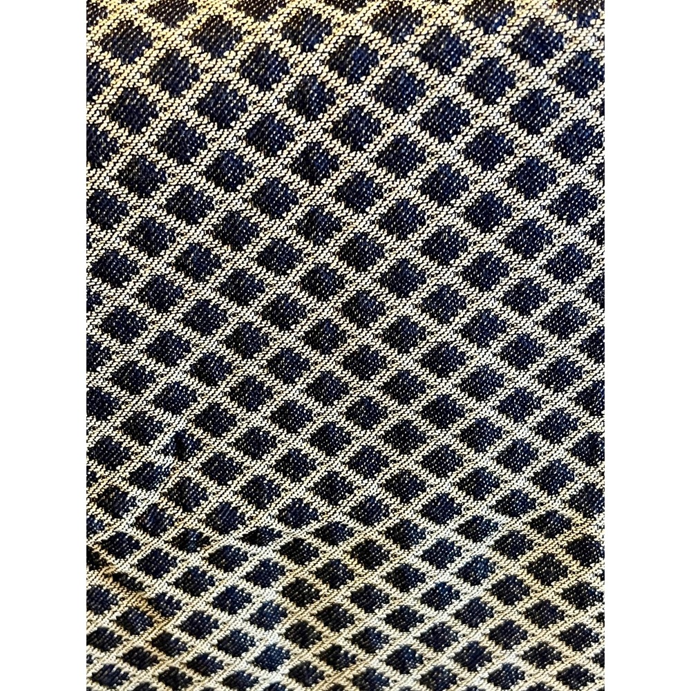 Vintage Navy Cream Upholstery Fabric 2 Yards Heavyweight Woven Geometric 53x72